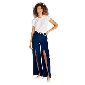 Etica Devon Wide Leg Jeans with Splits in Navy Twill Size 27 NWT Pockets